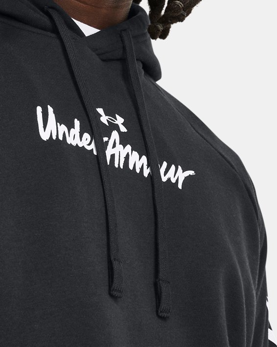 Men's UA Rival Fleece Graphic Hoodie in Black image number 3